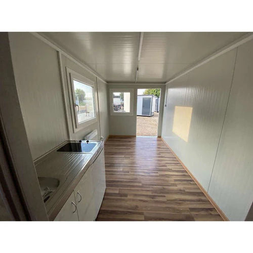 BÜROCONTAINER 6,00 X 2,40 M MIT TOILETTE, DUSCHE UND KÜCHE