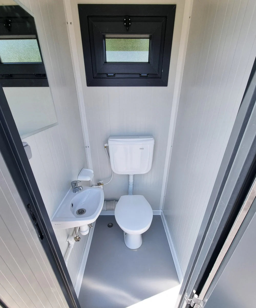 WC Sanitärcontainer mit Doppelkabine - für Mann und Frau - Anthrazit